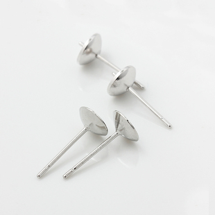 白金碗托耳钉铜镀真金保色碗针可镶珍珠的耳饰手工材料diy配件