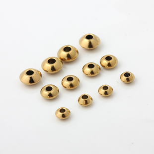 不掉色不锈钢钛钢镀18K金隔片飞碟隔珠手链手串项链配饰DIY配件