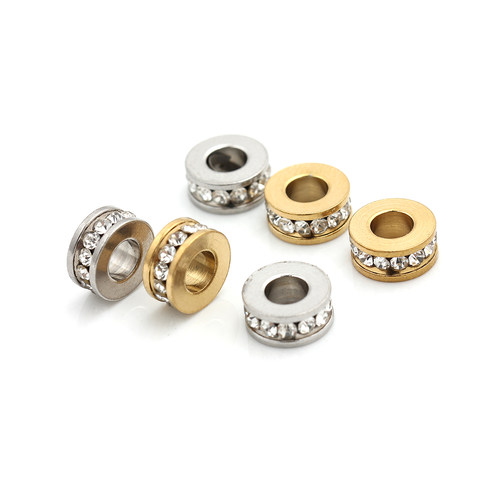 不锈钢钛钢镶钻隔片隔珠不掉色