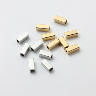 不掉色304钛钢不锈钢真空镀18K金长方管子小管珠串珠配饰DIY配件