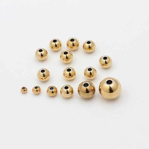 钛钢不锈钢镀真金光面圆珠散珠