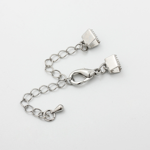 不掉色白金马仔夹扣带扣接延长链收尾扣扁绳扁带接头扣diy配件