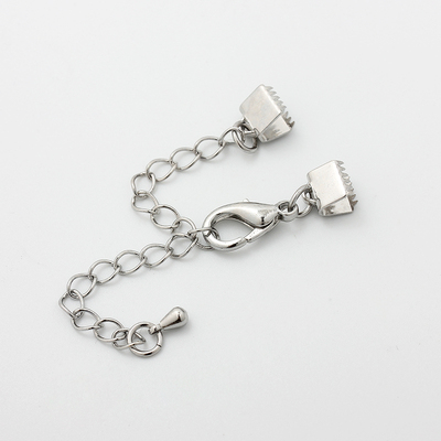 不掉色白金马仔夹扣带扣接延长链收尾扣扁绳扁带接头扣diy配件