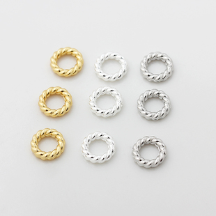 保色18K包金镀纯银麻花闭口圈白金闭合圈扣环小圆环手工diy配件