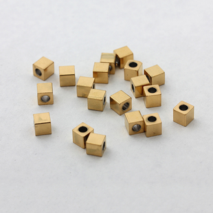不掉色不锈钢钛钢真空镀18K金散珠方珠隔珠制作手链材料DIY配件