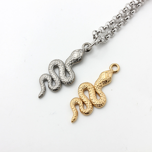 不褪色304钛钢不锈钢18K金眼镜蛇生肖蛇挂件项链吊坠手工DIY配件