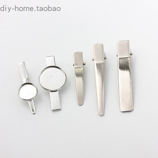 20个装 diy饰品材料 黑色鸭嘴夹钢色发夹托盘发夹边夹一字夹子配件