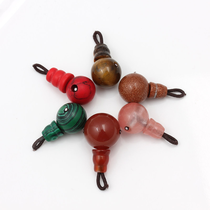 粉晶红玛瑙绿松石虎睛石圆形三通佛头制作手链手串佛珠配饰配件