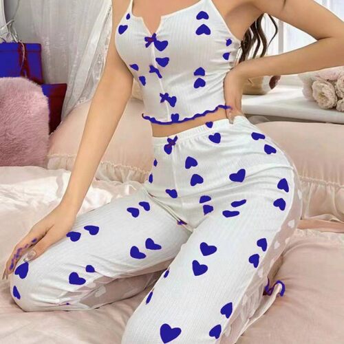Sexy pajama camisole vest+long pants two-piece set女士家居服