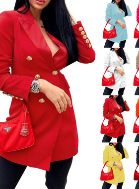 Women's long sleeved double breasted suit jacket女双排扣西装