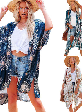 Women printed hoodie, sheer sun protection clothing薄纱防晒