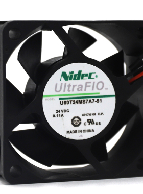 日本NIDEC U60T24MS7A7-51 6025 6CM 24V 0.11A 静音变频风扇