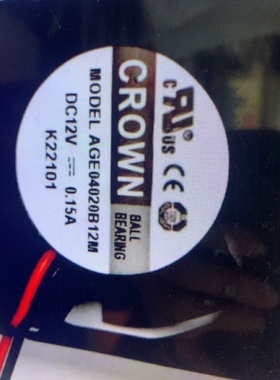 CROWN MODEL 4020 4厘米 12V 0.15A散热风扇 AGE04020B12M