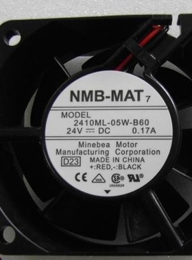 全新美蓓亚NMB 2410ML-05W-B60 6025 DC24V 0.17A 变频器散热风扇