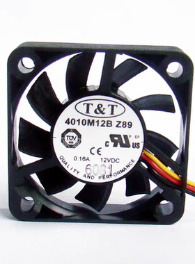 台湾T&T CooNong 4010M12B Z89 4010 12V 0.16A 4cm风扇 3线风扇