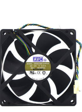 AVC DS09225B12H 12V 0.41A 9CM 9225 四线PWM温控双滚珠机箱风扇