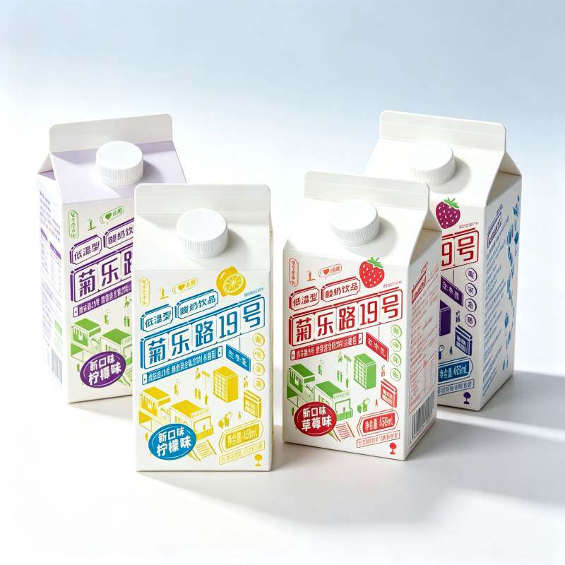 菊乐路19号酸奶低温型酸奶饮品458ml*4盒8盒原味葡萄草莓柠檬味