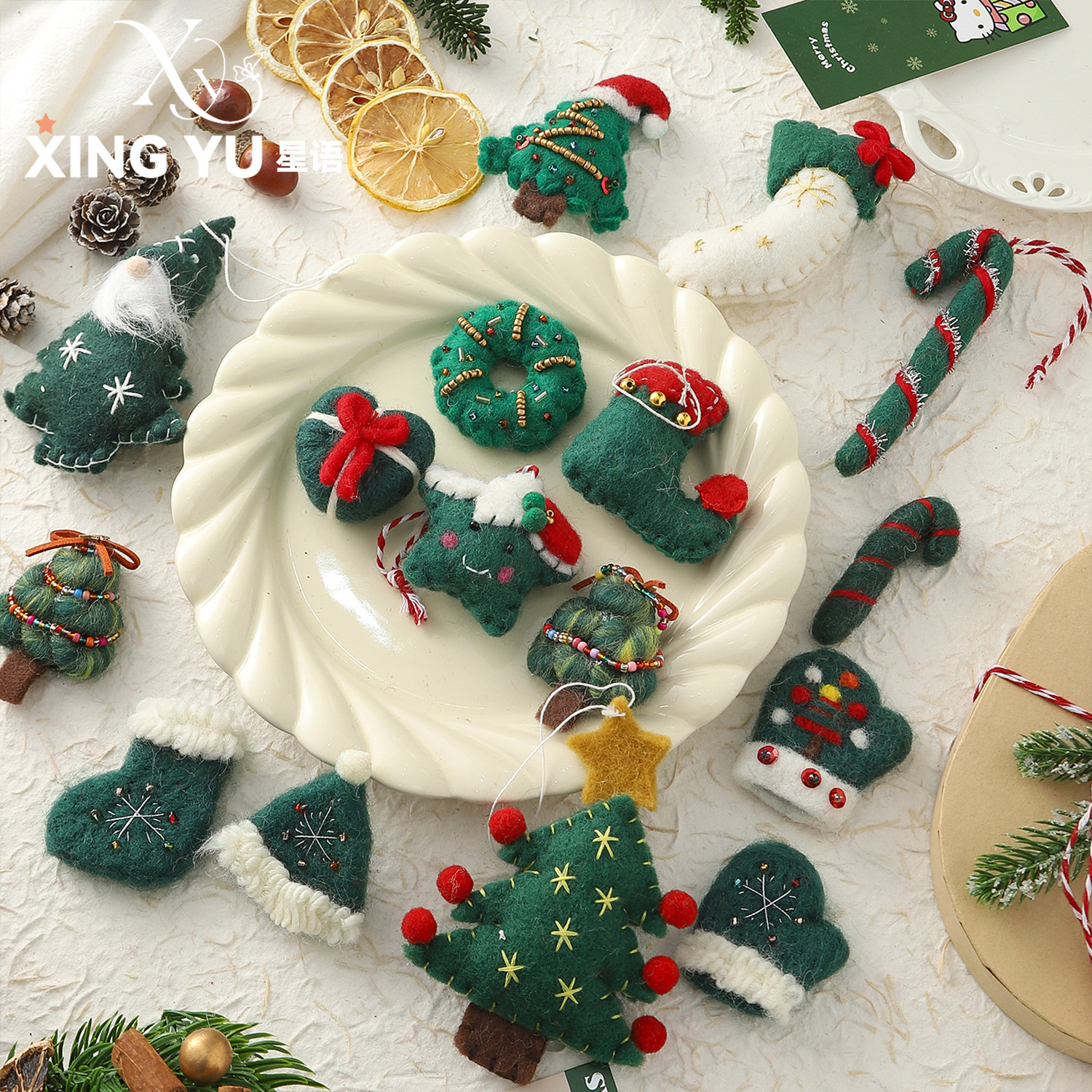 【圣诞新品】2025圣诞绿毛毡配饰挂件圣诞树苹果盒毛绒配饰装饰品,鲜花速递/花卉仿真/绿植园艺,花艺材料,淘宝优惠券,粉丝福利购,淘宝优惠卷