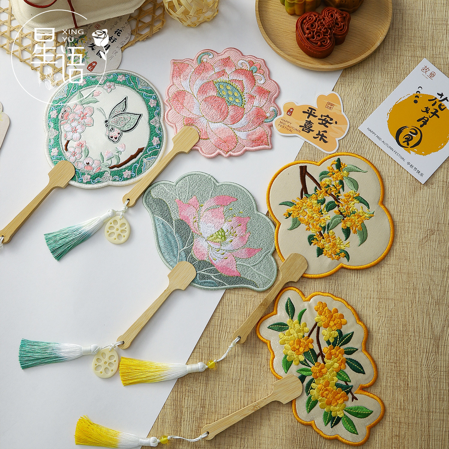 星语 双面刺绣团扇高档精美异形手摇扇古风汉服配饰花束礼盒DIY,鲜花速递/花卉仿真/绿植园艺,花艺材料,淘宝优惠券,粉丝福利购,淘宝优惠卷