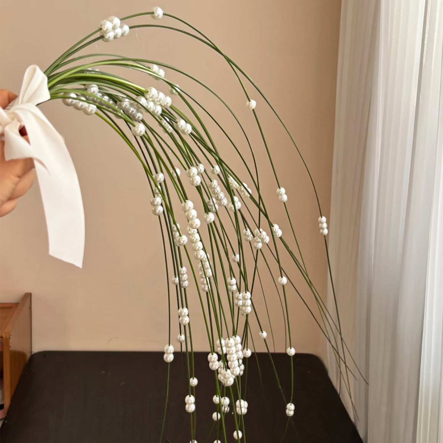 仿真钢草珍珠串红豆手捧花束diy