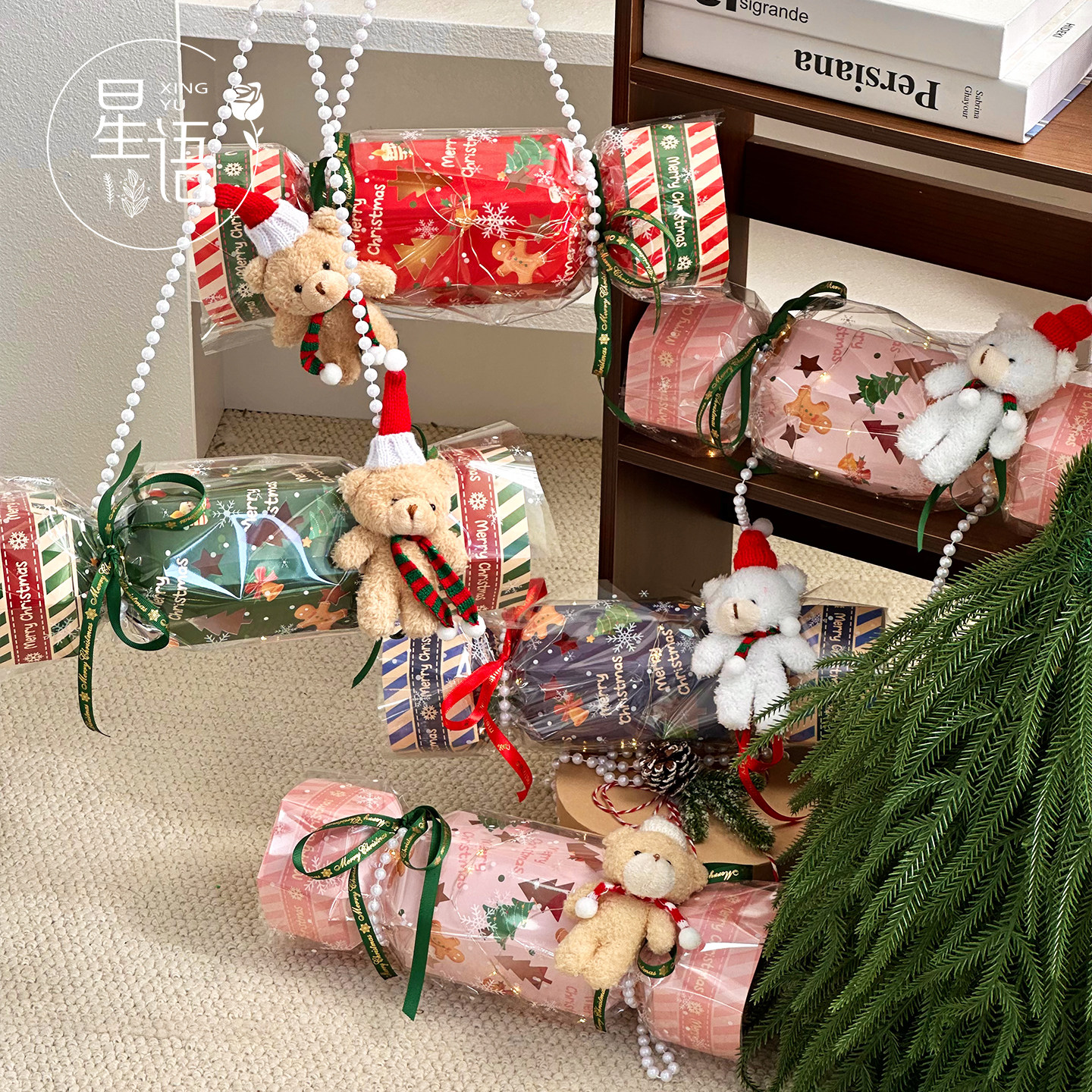 星语 圣诞手提糖果盒平安夜苹果礼物包装盒手拎斜挎糖果礼盒diy,鲜花速递/花卉仿真/绿植园艺,花艺材料,淘宝优惠券,粉丝福利购,淘宝优惠卷