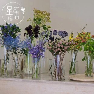 星语 PET透明直桶圆桶防摔养花桶鲜花醒花桶花店专用花桶花艺资材