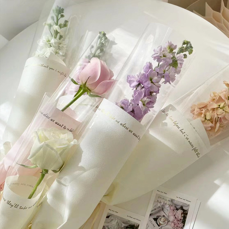 ins简约单支袋包装袋 鲜花花束包装纸 迷你小花束包花纸礼品diy