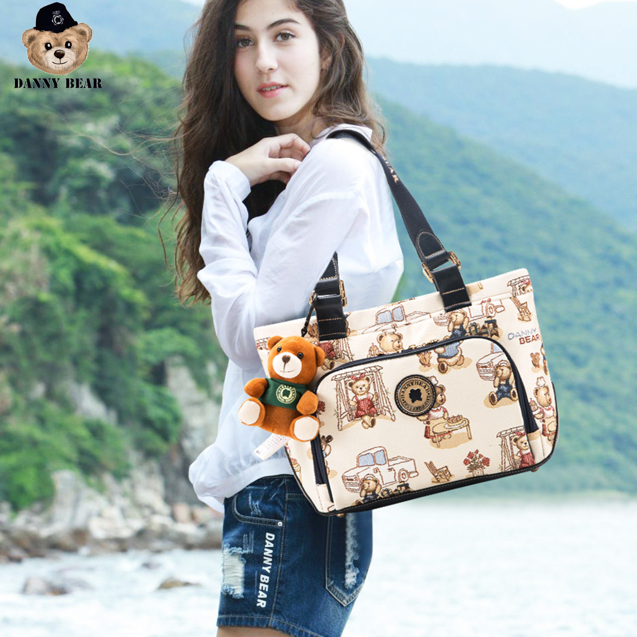 丹尼熊新品单肩女包托特包 夏大容量妈咪购物包袋DMB9115137-206W