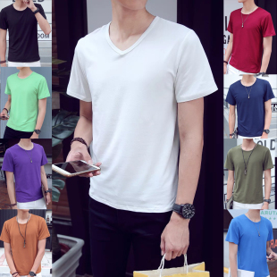 t恤2020夏装 新款 男装 9.9 圆领纯色中青年半袖 短袖 男士 衣服男潮 包邮