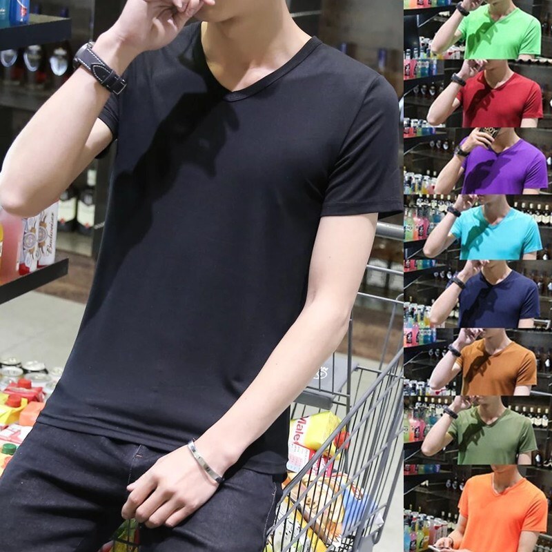 9.9包邮2020夏季男士小衫纯色短袖T恤工作服广告衫纯色加大码体恤
