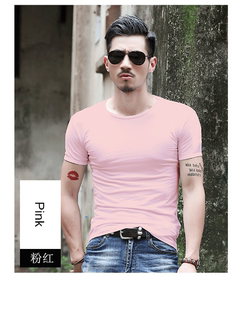 修身 T恤男士 半袖 男装 潮流纯色冰丝上衣服 2件 v领白色打底衫 短袖