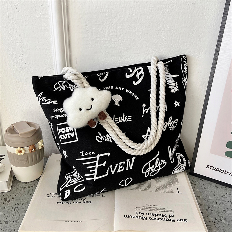 2022新款潮单肩女原创帆布大包包