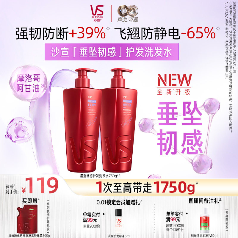 限时 34.5亓 1、下拉详情，加1件 沙宣 垂坠韧感洗发水500g - 线报酷