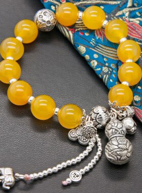 紫冰银橘子石 银葫芦 流苏 高档手链