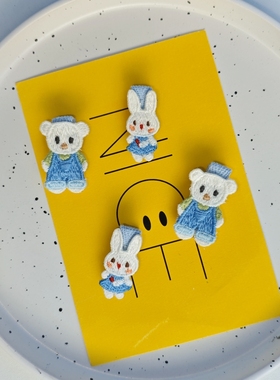 卡通蓝色小熊兔布艺婴幼儿全包布发夹宝宝可爱儿童发饰夹子发卡