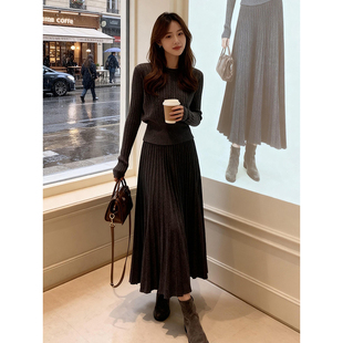 韩国火搭配一整套酷又飒超好看独特漂亮套装连衣裙针织裙春季长袖