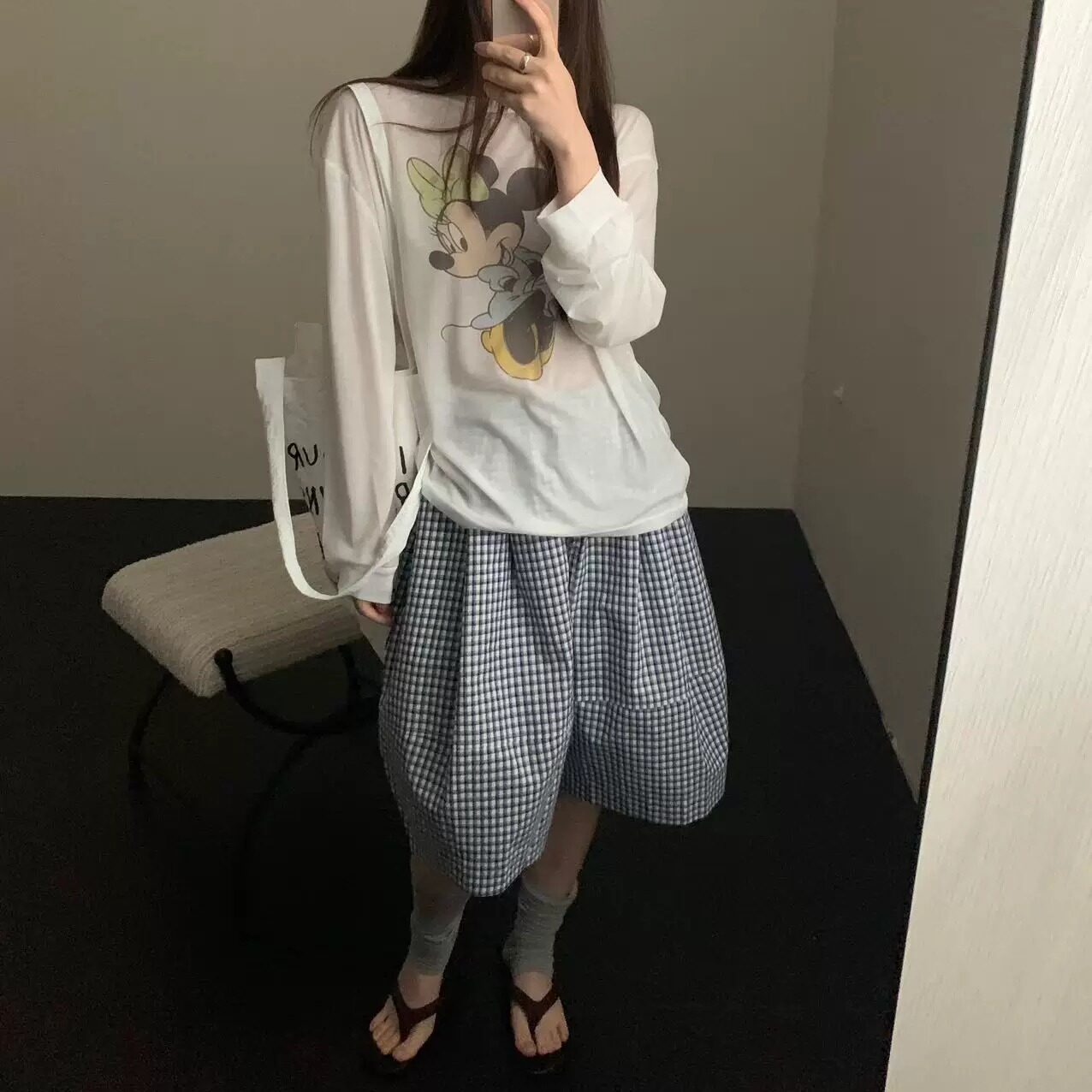 韩国东大门26夏季新款韩系复古格子麻料休闲短裤女宽松显瘦阔腿裤