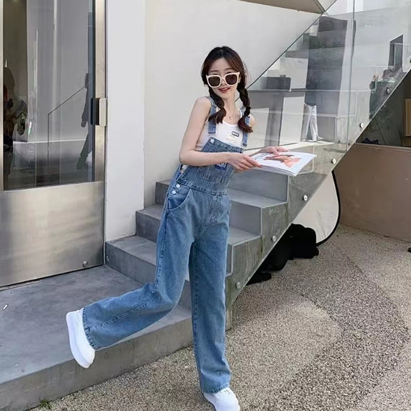 AMERICAN VINTAGE STRAP JEANS WOMENS SUMMER THIN 2023 NEW HIGH-WAISTED SMALL ONE-PIECE WIDE-LEG TROUSERS