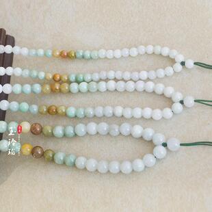 四会厂家缅甸真翡翠圆珠三彩项链挂件绳天然玉石挂绳刷人气大甩卖