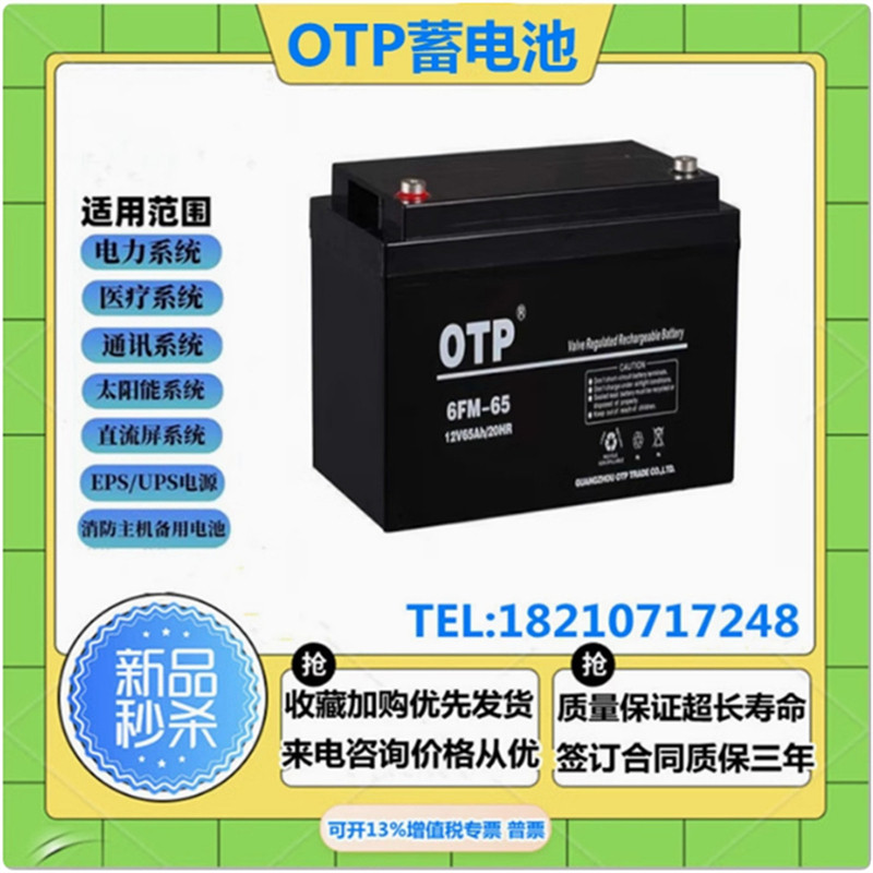 OTP蓄电池12V65AH免维护安防系统