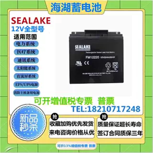 海湖蓄电池FM12220铅酸免维护12V22AH/20HR直流屏太阳能通信电力