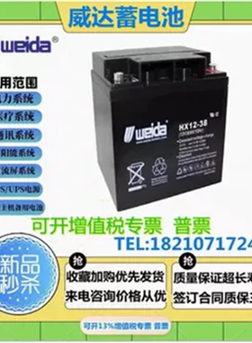 Weida威达蓄电池免维护HX12-38通讯12V38AH消防主机直流屏UPS电源