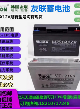 UNION友联蓄电池MX12170 12V17AH20AH24AH38AH40AH65A100AH直流屏