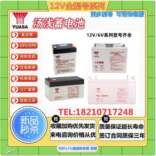 YUASA汤浅蓄电池NP12V7AH12AH18AH24AH38AH65AH100AH200A机房后备