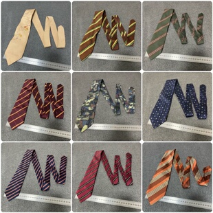 vintage中古领带真丝手打复古休闲商务条纹学院风领带男领部配饰