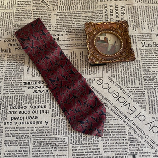 vintage中古领带真丝手打复古休闲商务条纹学院英伦风男女领饰
