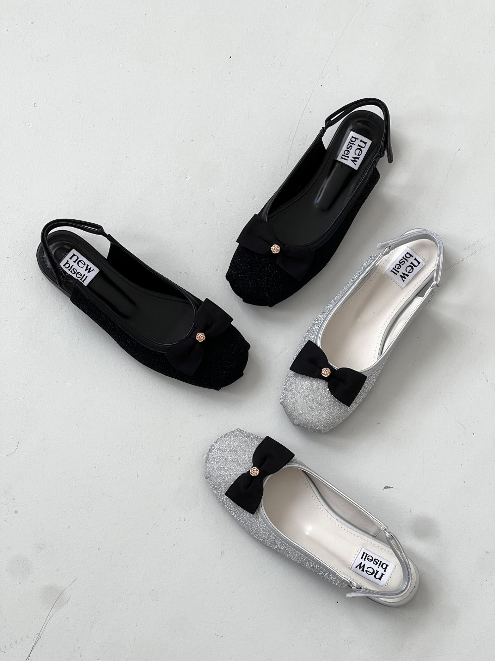 韩国东大门代购女鞋气质显瘦亮丝银色蝴蝶结后镂空低跟包头单鞋女,女鞋,浅口单鞋,淘宝优惠券,粉丝福利购,淘宝优惠卷