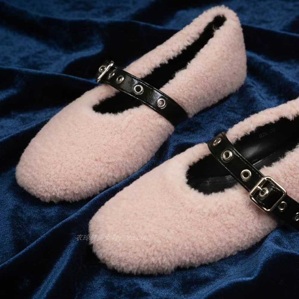 韩国代购毛绒玛丽珍鞋女平底一字扣带浅口单鞋毛毛鞋,女鞋,浅口单鞋,淘宝优惠券,粉丝福利购,淘宝优惠卷