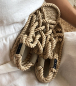 东大门女鞋 平底鞋 欧美复古潮流交叉罗马亚麻编织麻绳草鞋 凉鞋