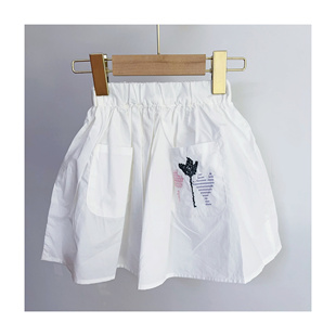 NW｜梭织半裙90-100夏季女孩裙子夏款纯棉女童小白裙宝宝白色短裙